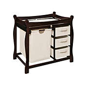 Badger Basket Co. Espresso Sleigh Style Changing Table with Hamper/3 Baskets