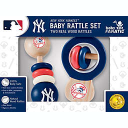 BabyFanatic Wood Rattle 2 Pack - MLB New York Yankees - Officially Licensed Baby Toy Set