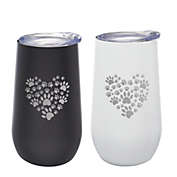 Wine and Dogs Set of 2 Black and White Champagne Tumblers