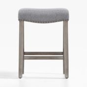 WestinTrends 24" Upholstered Saddle Seat Counter Stool, Antique Gray/Gray