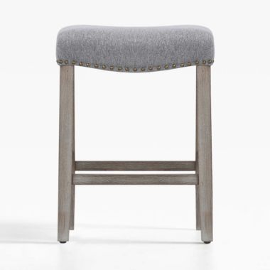 WestinTrends 24" Upholstered Saddle Seat Counter Stool, Antique Gray/Gray. View a larger version of this product image.
