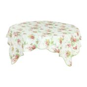 PiccoCasa Farmhouse Decorative Printed Tablecloth Table Cover Table Protector for Kitchen, Plastic Vinyl Tablecloth for Square Tables 53 x 53 Spring Flower Printed, Wedding/Parties Tablecloth Decoration, Seamless Water/Oil