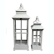 Decorative Candle Lantern for Patio - Set of 2, Waterproof, 35 inch and 27 Inch Lanterns Included, No Candles Included, White