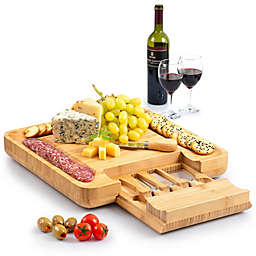 Zulay Kitchen Bamboo Cheese Board and Knife Set
