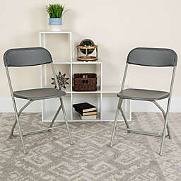 Flash Furniture HERCULES Series 650 lb. Capacity Premium Grey Plastic Folding Chair