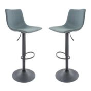 LeisureMod Tilbury Modern Adjustable Bar Stool With Footrest & 360-Degree Swivel Set of 2