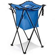 Costway Portable Tub Cooler with Folding Stand and Carry Bag-Blue