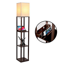 Maxwell LED Lamp w/ USB Port & Outlet - Havana Brown