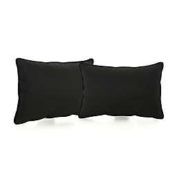 Contemporary Home Living Set of 2 Black Solid Rectangular Outdoor Throw Pillows 18.5