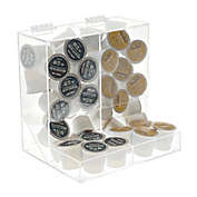 OnDisplay Acrylic 2 Section Flip Top Storage Bin for Coffee Pods/Candy/Tea/Bulk Items - Office/Home/Retail Store Display Organizer