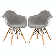 LeisureMod Willow Fabric Eiffel Accent Chair, Set of 2 - Grey