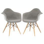 LeisureMod Willow Fabric Eiffel Accent Chair, Set of 2 - Grey