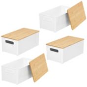 mDesign Plastic Kitchen Food Storage Bin with Lid - 4 Pack