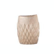 Urban Trends Collection Ceramic Oval Vase with Wide Mouth, Brushed Banded Top and Embossed Diamond Pattern Design Body Gloss Finish Gold