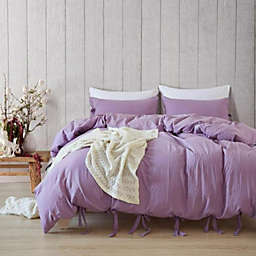 Lavender Luxury Tie Duvet Cover With Pillow Shams - King