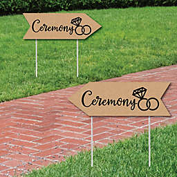 Big Dot of Happiness Rustic Wedding Ceremony Signs - Wedding Sign Arrow - Double Sided Directional Yard Signs - Set of 2 Ceremony Signs