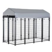 Pawhut 8' x 4' x 6' Large Outdoor Dog Kennel Steel Fence with UV-Resistant Oxford Cloth Roof & Secure Lock