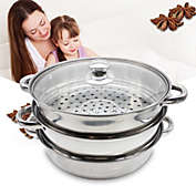 Stock Preferred 3-Tier Steamer Cooker Pot Set in Stainless Steel Silver