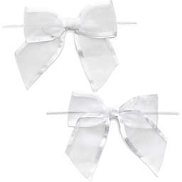Bright Creations White Organza Bow Twist Ties for Favors and Treat Bags (1.5 Inches, 36 Pack)
