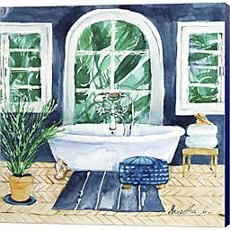 Metaverse Art Tropical Bathroom 1 by Marietta Cohen 12-Inch x 12-Inch Canvas Wall Art