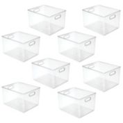 mDesign Plastic Bathroom Storage Bin Tote with Handles, 8 Pack