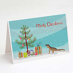 Caroline's Treasures Monitor Lizard Merry Christmas Greeting Cards and Envelopes Pack of 8 7 x 5