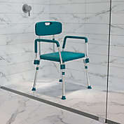 Emma + Oliver 300 Lb. Capacity Quick Release Back & Arm Teal Shower Chair