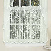 Sweet Home Collection   Knit Lace Polyester SongBird Motif Kitchen Window Curtain, 36" Tier & Valance Set, Ivory