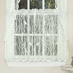 Sweet Home Collection   Knit Lace Polyester SongBird Motif Kitchen Window Curtain, 24\