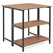 Costway Acacia Wood Patio Folding Dining Table Storage Shelves
