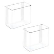 mDesign Plastic Adhesive Wall Mount Bathroom Organizer, 6" Wide - 2 Pack - Clear