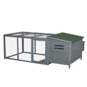 PawHut 87" Deluxe Chicken Coop Wooden Chicken House Rabbit Hutch Poultry Cage Hen Pen Backyard with Large Outdoor Run, Indoor Nesting Box, & Fir Wood Build, Grey