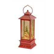 Melrose Home Decorative Lantern Snow Globe with Snowman Family/Sled 10.5"H Plastic