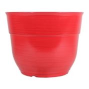 Garden Elements Glazed Brushed Happy Large Plastic Planter, Bright Red, 15 Inch