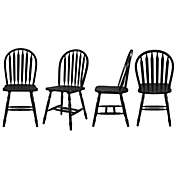 Besthom Distressed Antique Black with Cherry Rub Through Solid Wood Windsor Arrowback Dining Chairs (Set of 4)