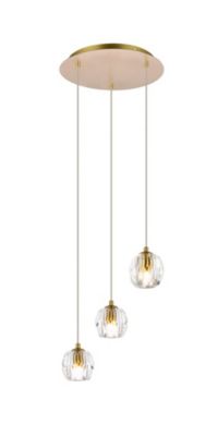 Elegant Lighting Luxurious Eren Adjustable Hanging 3 Lights Pendant for Living Room, Kitchen, Bedroom & Hallway, Gold
