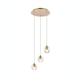 Elegant Lighting Luxurious Eren Adjustable Hanging 3 Lights Pendant for Living Room, Kitchen, Bedroom & Hallway, Gold