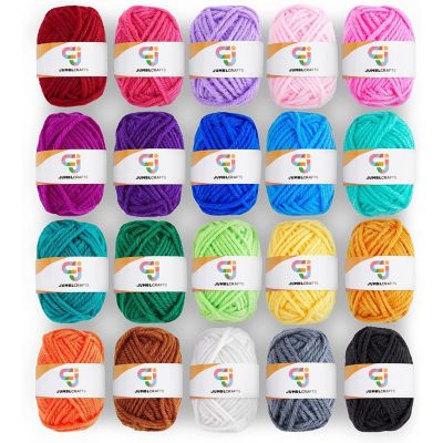 JumblCrafts Acrylic Yarn for Crocheting, 20 Assorted Colors Soft Yarn for Crafts