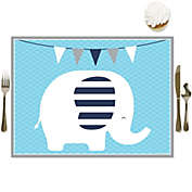 Big Dot of Happiness Blue Elephant - Party Table Decorations - Boy Baby Shower or Birthday Party Placemats - Set of 16