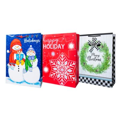 Santa 27x13x34cm high Snowman Rudolph Gift Boxes 10 x Christmas Gift Bags 