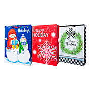 Lindy Bowman Pack of 3 Assorted Large Christmas Gift Bags with Handle