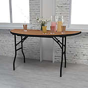 Emma + Oliver 5-Foot Half-Round Wood Folding Banquet Table - Event & Catering Table