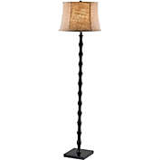 Slickblue Traditional Floor Lamp with Black Metal Pole and Brown Burlap Bell Shade