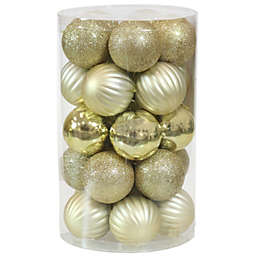 Sunnydaze Beautiful Baubles Plastic 25-Piece Ornament Set - Gold