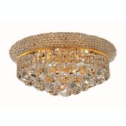 Elegant Lighting 1800 Primo Collection Flush Mount 14"D x 8"H -6 Light,Gold Finish with Royal Cut Crystals