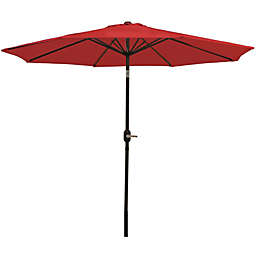 Sunnydaze Aluminum Patio Umbrella with Tilt & Crank - Red - 9-Foot