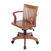 Slickblue Classic Wooden Bankers Chair with Wood Seat and Arms