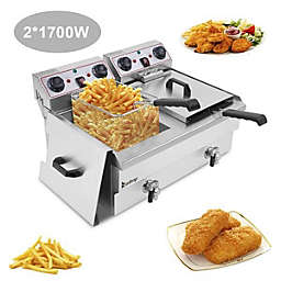 Infinity Merch Stainless Steel Faucet Double Tank Deep Fryer EH102V 16.9QT / 16L