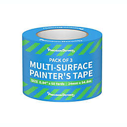 Precision Defined Multi-Surface Professional Blue Painters Tape, 0.94 inch x 60 yards, 3-Pack, UV-resistant, Water-based Acrylic Adhesive, 14-day Clean Removal, Paint tape for Walls, Tiles, Glass
