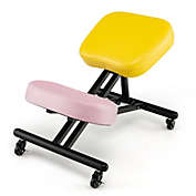 Gymax Mobile Ergonomic Kneeling Chair Adjustable Stool Memory Foam Angled Seat